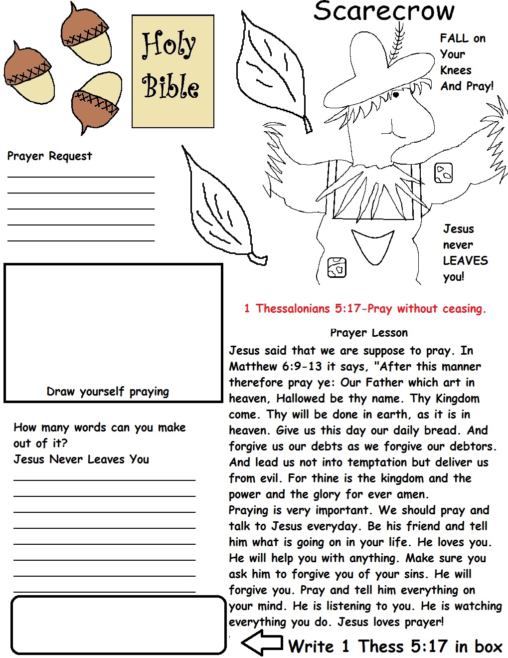 Fall Prayer Sunday School Lesson